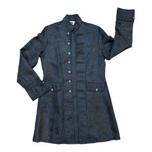 H&ZY Asian Style Black Long Sleeve Open Dress Coat w/ Pockets Women's Size M